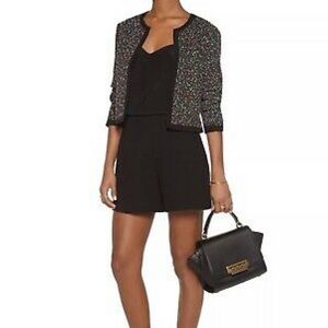 Diane Von Furstenberg Black Multicolor Tweed Blazer